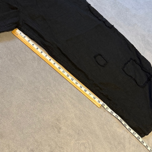 2X Plus Size 24 Linen Pants Women's Desert Design Black Wide Leg Patchwork Boho - Picture 3 of 11